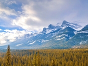 Bright Sky Over Banff Mountain Landscape