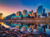 Downtown Calgary Reflections At Sunrise