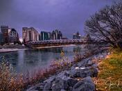 Calgary City Scape At Dusk 