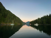 Boats in a calm anchorage, British Columbia