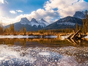 Blue Sky Over The Three Sisters Mountains