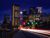 Light Trails In Downtown Calgary