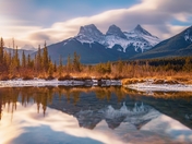 Long Exposure Of The Three Sisters Mountains