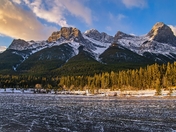 Sunlit Clouds Over Quarry Lake Mountains	