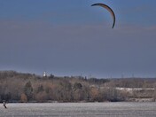 Snowkiting on a lake, just metres from Hwy 403.