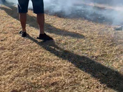 Grass fire at Hefner Stars and Stripes park no one injured for was put out by bystanders before firefighters got there 