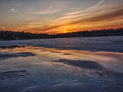 Ice walking at sunset
