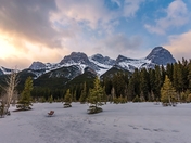 Sunrise Over Snowy Mountains