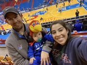 Our baby Jacksonâ€™s first of many KU games!! ROCK CHALK!