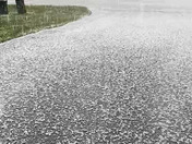 Hail and thunder earlier today in Wayland