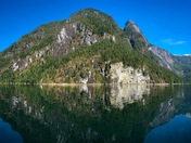 Beautiful Princess Louisa Marine Park with high, rugged peaks of the Coast Mountains surrounding the inlet