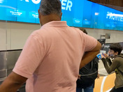 This video taken on Saturday, 4/16/22, shows the line to check bags at Frontier at Orlando airport.