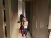 Photo of my 4 year old daughter Jacquelyn being prepared for the weather passing through SW OKC.