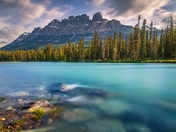 Long Exposure View By Castle Mountain