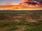 Colourful Sunrise Over Horsethief Canyon In Drumheller
