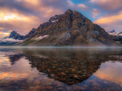 Sunrise Mountain Reflections On Bow Lake