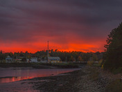 Red sunset above St. Stephen, NB.