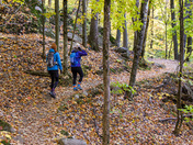 Hikers climbing Mont Ste. Marie, Quebec
