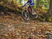 Mountain Biker decending Mont Ste Marie, Quebec