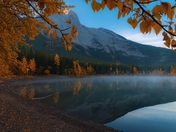 Fall Leaves Framing Kananaskis Mountains