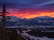 Winter Sunrise Over Canmore Mountains