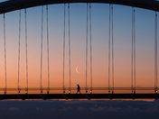 Crescent Moon At Humber Bridge