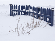 Blue Fence and Snow, Winter Wasteland