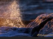 ice chnks volcano at sunset