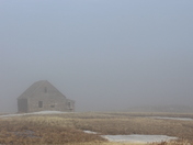 Old building in the fog