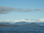 Coast Mountains in winter from the east side of Quadra Island.