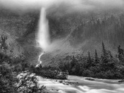 Takakkaw  Falls in B&W