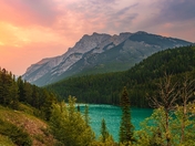 Summer Sunrise Over Banff Mountains