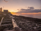 evening seaside hut sunset