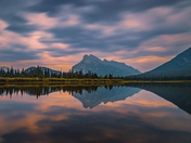 Colourful Long Exposure Sunrise At Vermilion Lakes