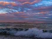 Ocean Waves Crashing At Sunset
