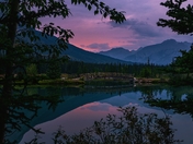 Panoramic Sunrise Reflections At A Banff Park Lake
