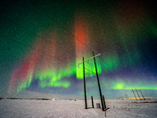 Aurora Lighting Up Electrical Lines