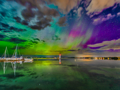 Aurora shined above Lake Simco