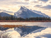 Sunrise Mountain Reflections At Vermilion Lakes
