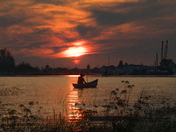 Canoe in the evening light. Richmond, BC