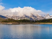 Cloudy Blue Sky Over Kananaskis Lake Mountains