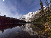 Mount Edith Cavell in Jasper National Park during a full moon