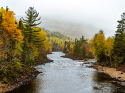 Moody autumn day in Parc National des Hautes-Gorges-de-la-Malbaie in Quebec