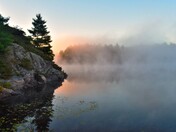 Misty morning after first freezing night of the season.