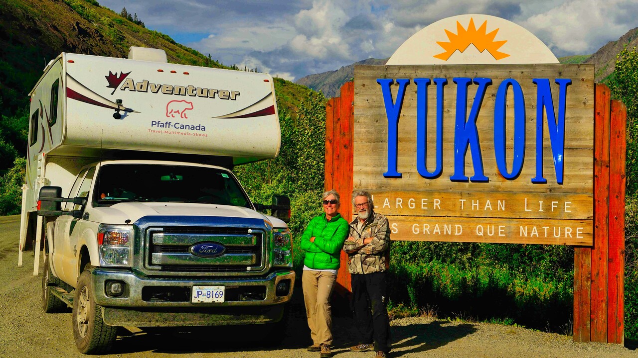 Crossing the Yukon Border with our favorite Vehicle.