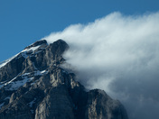 winter wind blown mountain top Banff BC