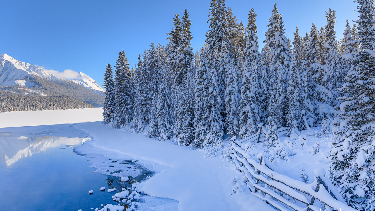 Maligne Lake winter scene