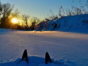 Watching sunset in the middle of Spencer creek.