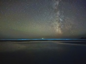 The milkyway with bioluminescent waves