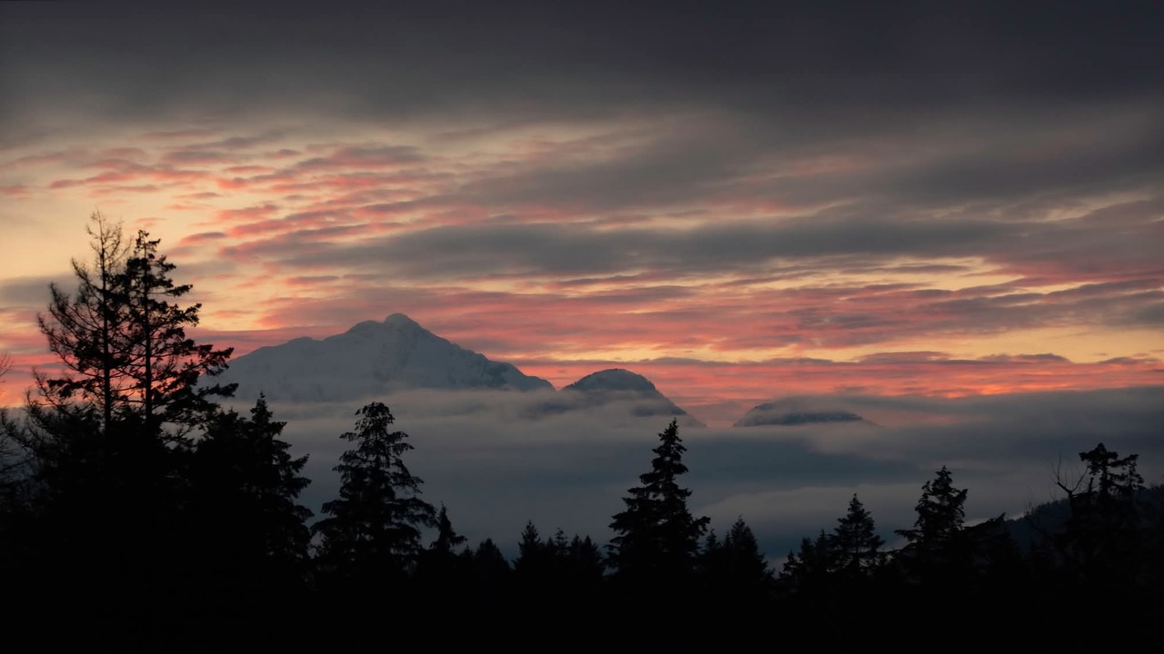 Sunset and mountain tops